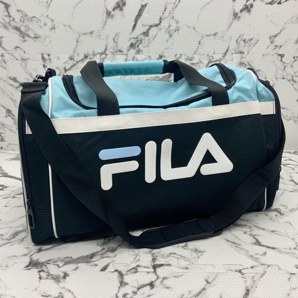 Men's Fila Black | Lt. Blue | White Duffle Bag - Picture 1 of 5